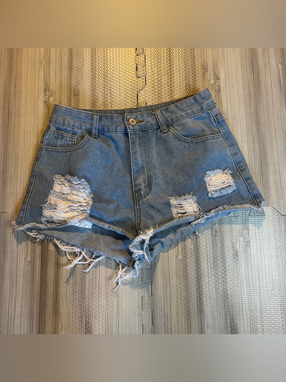 Shein‎ Women's Raw Hem Ripped Denim Shorts
